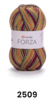 Нитки та пряжа для в'язання шкарпеткова напіввовна 75/25 FORZA YarnArt Форза ЯрнАрт № 2509