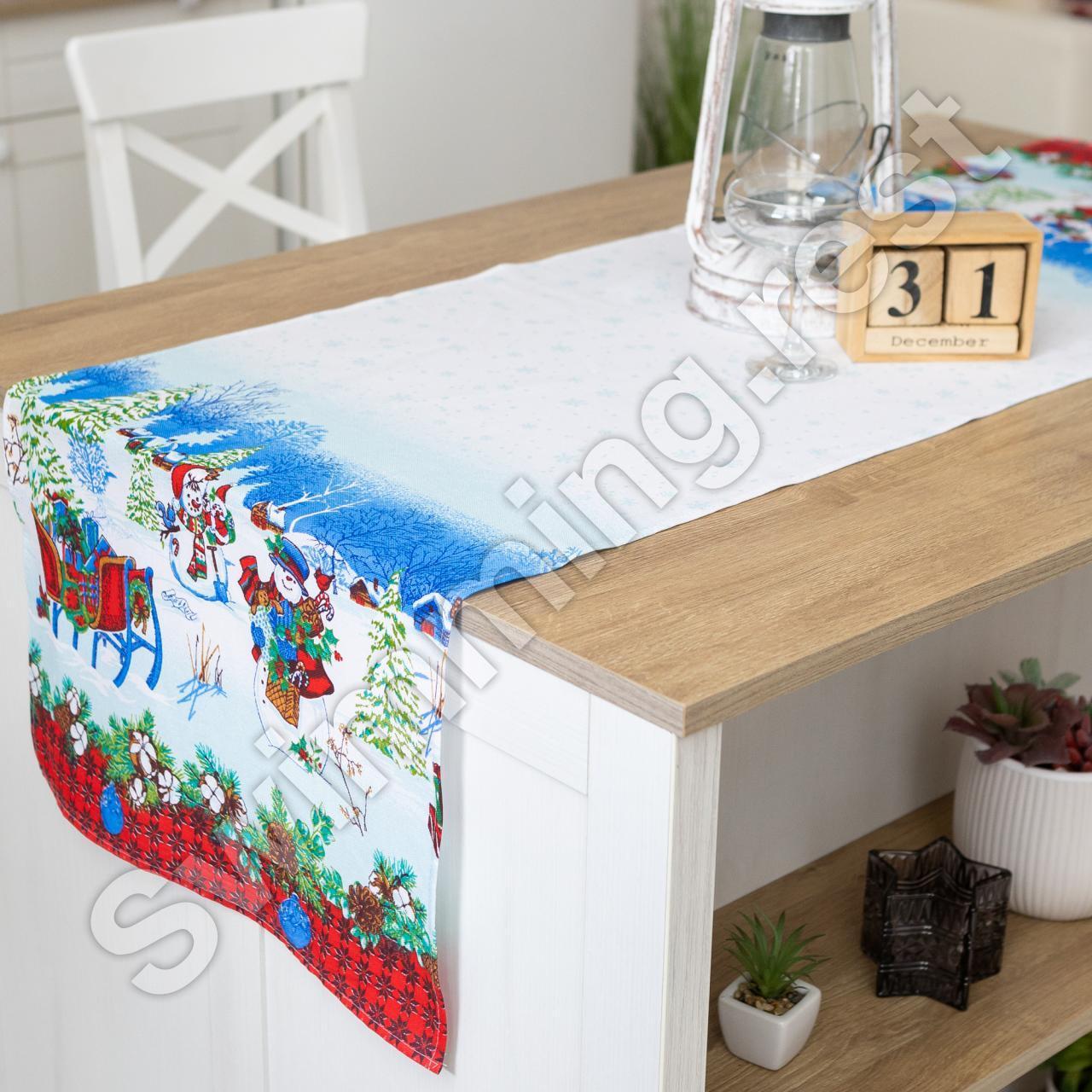 Новорічна скатертина - доріжка раннер на стіл " Хуртовина " 140х47 см, фото 1