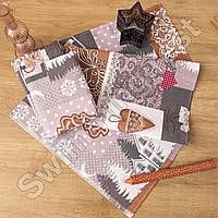 Набір новорічних кухонних лляних рушників - серветок 5 шт 35х75 см  " Лапландія "