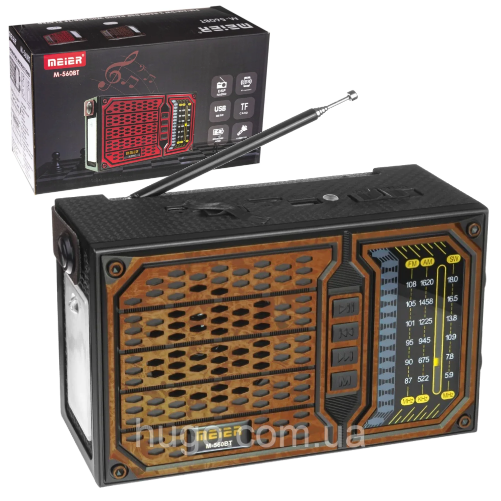 Портативний радіоприймач акумуляторний з ліхтариком, USB, Bluetooth, EL-M 560BT / Переносне радіо цифрове