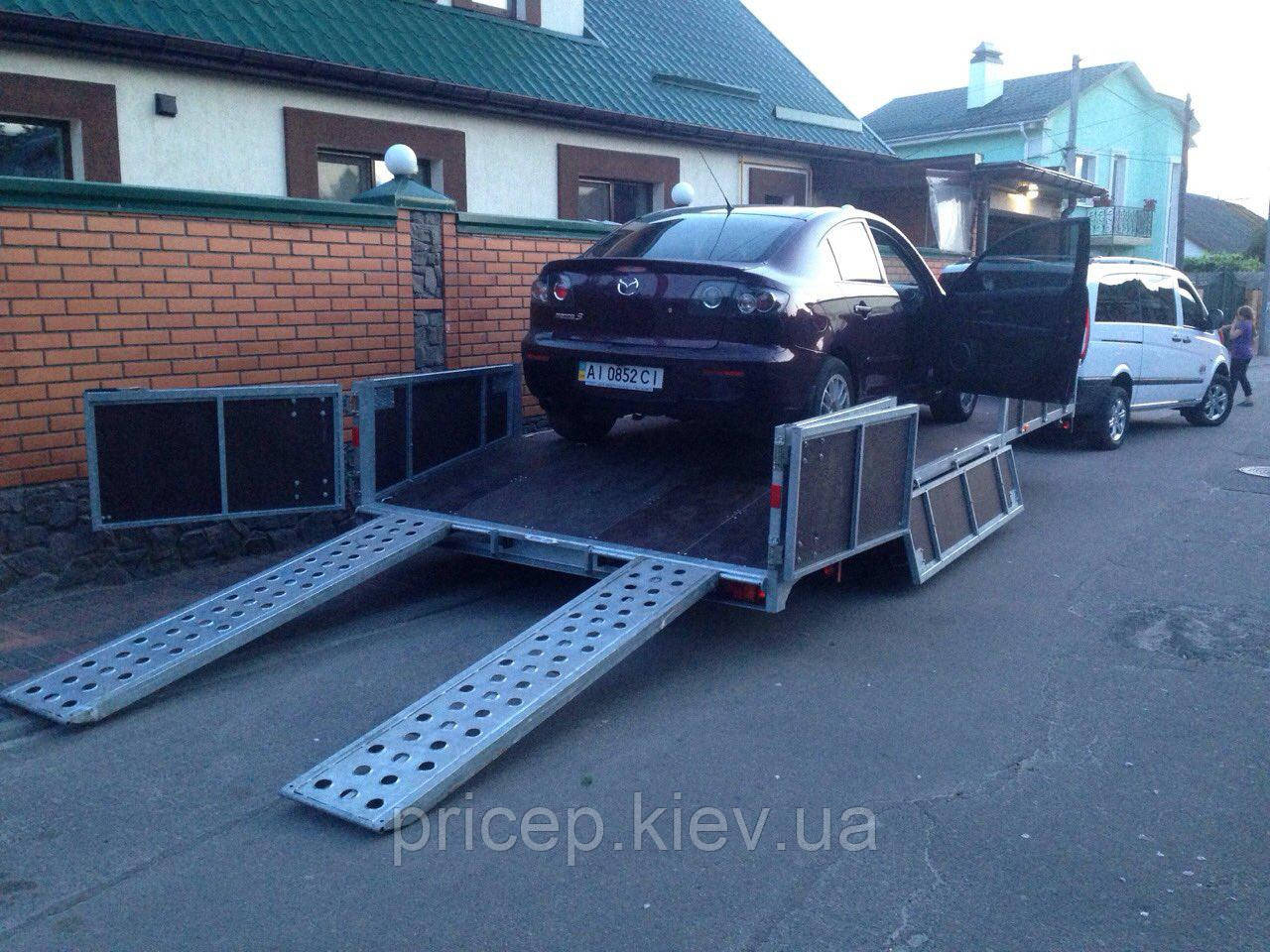 Причіп платформа автовоз 3-смугова плюс бортовий. Два гальмівні торсиони!, фото 1