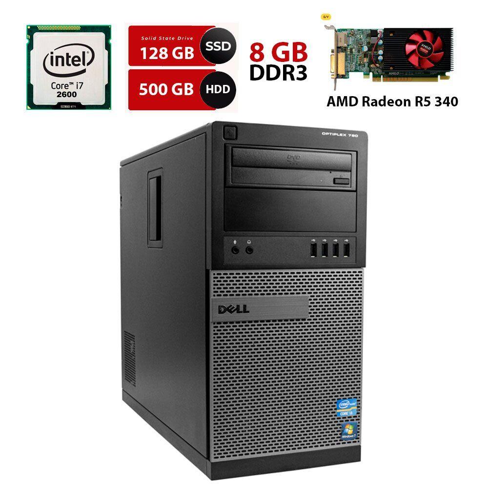 Комп'ютер Dell OptiPlex 790 MT/ Core i7-2600/ 8 GB RAM/ 128 GB SSD Intel + 500 GB HDD/ 128 GB SSD + 500 GB HDD
