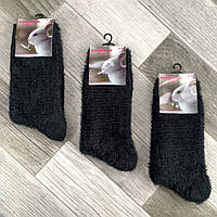 Носки женские шерстяные ангора махровые Kardesler, Турция, размер 36-40, чёрные, 0878