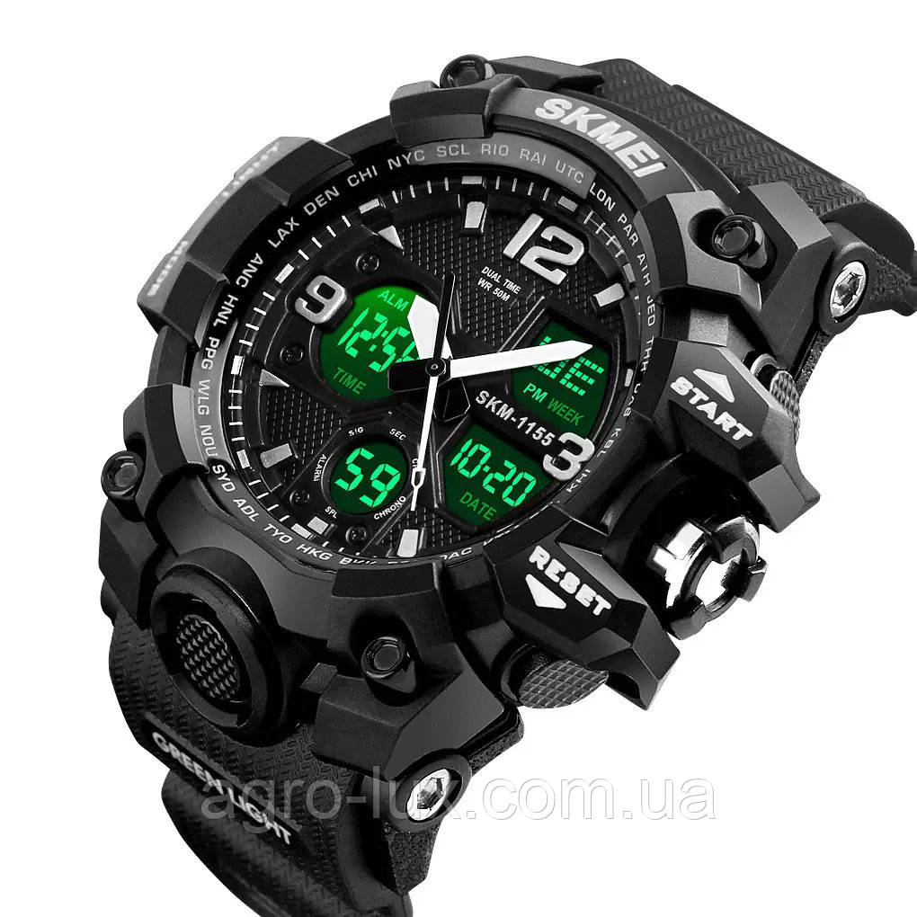 Брендовий чоловічий годинник SKMEI 1155BBK | Годинники для чоловіка Військовий KH-442 тактичний годинник