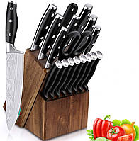 Набір кухонних ножів із керамічним покриттям 14 предметів Чорний