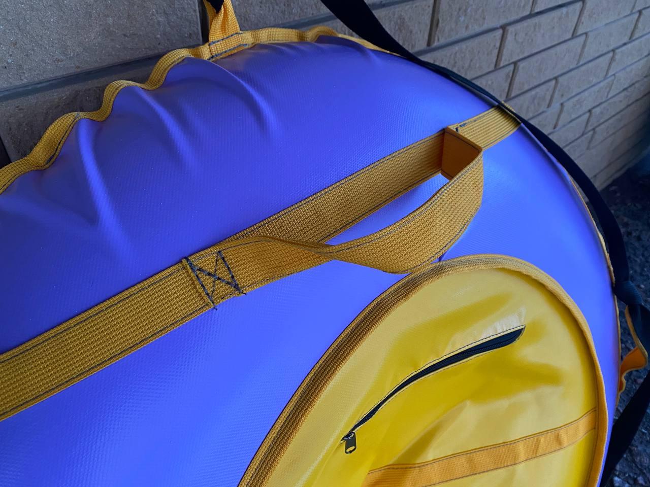 Тюбинг надувной / Ватрушка / Надувные санки ПВХ диаметром 100 см Фиолетово-желтый - фото 4 - id-p1794838172