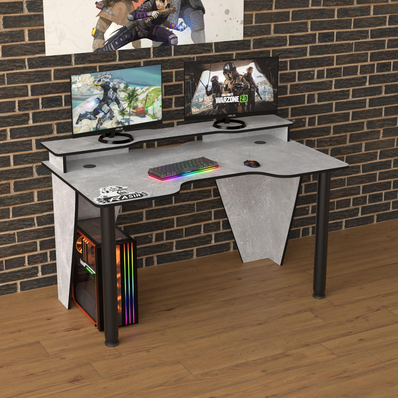 Геймерський стіл "Rasin RS-25" 120х80х75 см. Індастріал/Чорна кромка, фото 1