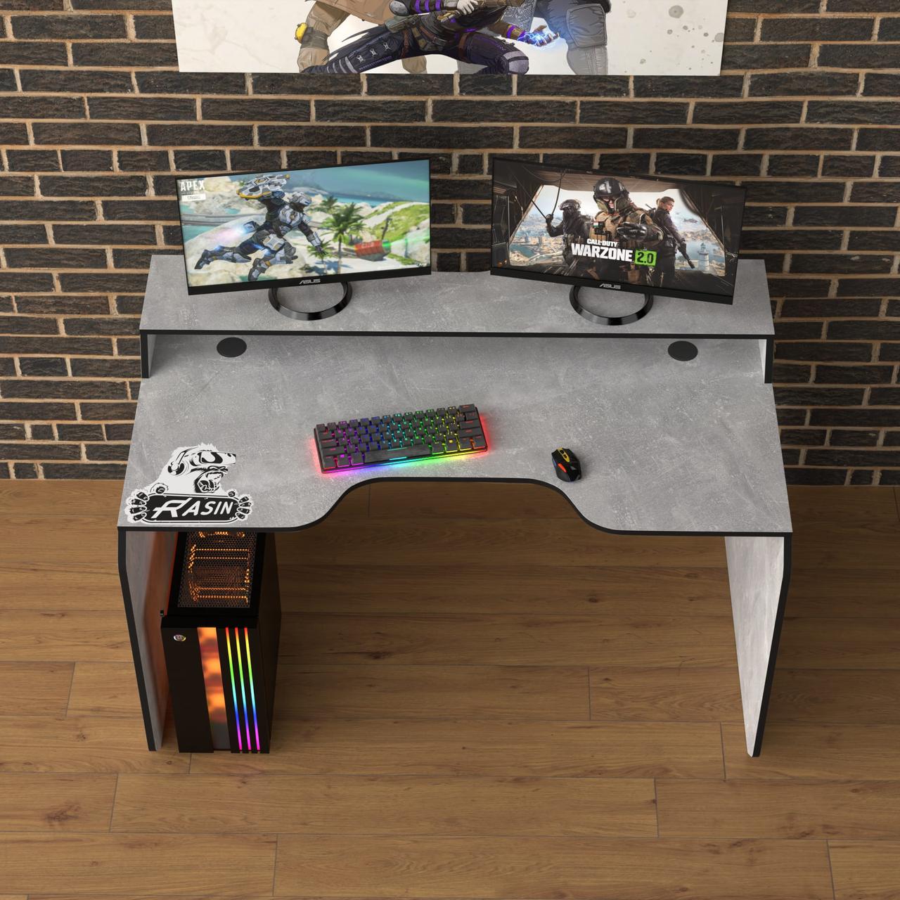Геймерский стол "Rasin RS-24" 120х80х75 см. Индастриал/Черная кромка - фото 3 - id-p2030301352