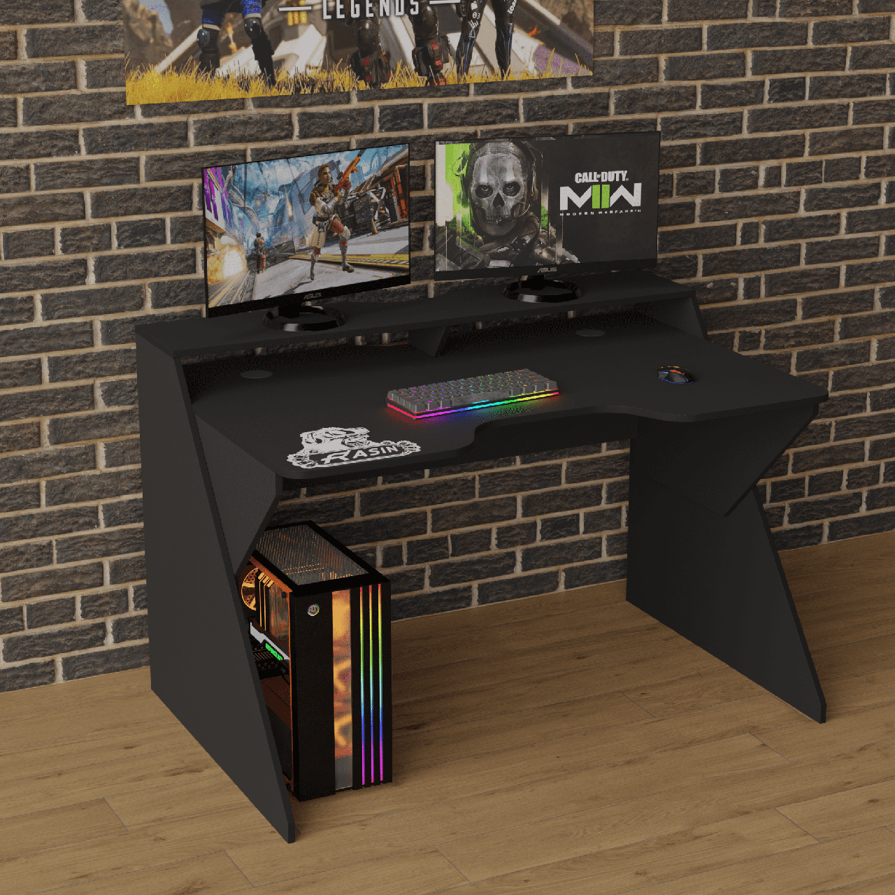 Геймерський стіл "Rasin RS-9" 130х85х75 см. Чорний, фото 1