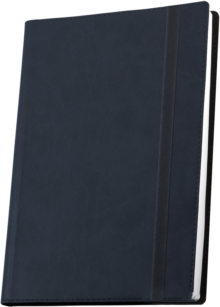 Ділова записна книжка Optima Vivella, А6, м'яка темно-синя обкладинка з гумкою, O20384-24
