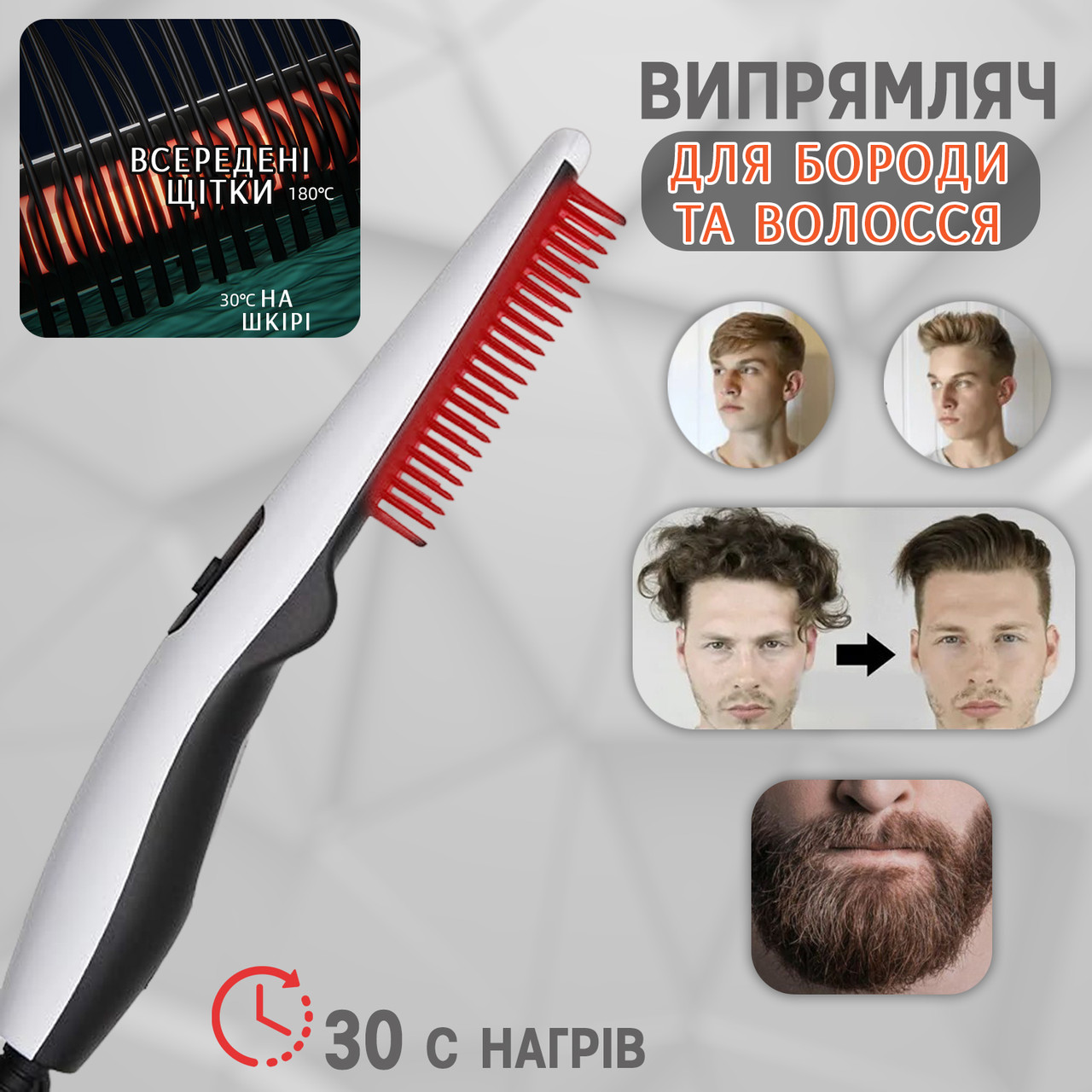 Випрямляч для волосся й бороди A-plus з керамічним покриттям,Електричний гребінець