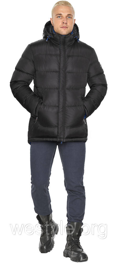 Чоловіча зимова коротка куртка чорний-електрик модель 51999 50 (L)