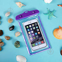 Водонепроницаемый чехол для телефона фото и видео под водой универсальный Фиолетовый