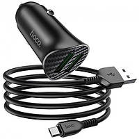 Адаптер автомобильный HOCO Micro USB cable Farsighted dual port QC3.0 car charger set Z39 |2USB, QC3.0,