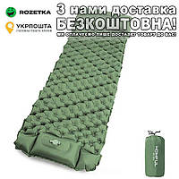 С подушкой Надувной туристический коврик Зеленый
