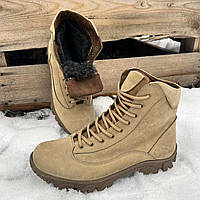 Зимові чоловічі тактичні черевики ЗСУ хутряні койот, Військові черевики ВСУ зима шкіряні, Армійські напівберці 41