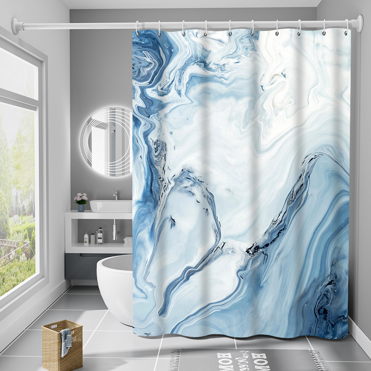 Шторка для ванни з поліестеру водонепроникна Bathlux 180x180 см з кільцями, фіранка для ванної кімнати 1853 Люкс качество!+