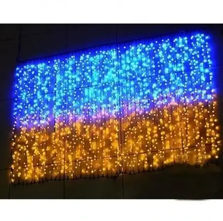 Гірлянда штора світлодіодна на 160 LED 2х2 м колір світіння Прапор України Гірлянда патріотична жовто-блакитна YU227, фото 1