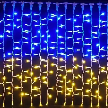 Гірлянда штора світлодіодна на 160 LED 2х2 м колір світіння Прапор України Гірлянда патріотична жовто-блакитна YU227, фото 3