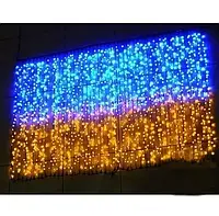 Гирлянда штора светодиодная на 160 LED 2х2 м цвет свечения Флаг Украины Гирлянда патриотическая желто-голубая