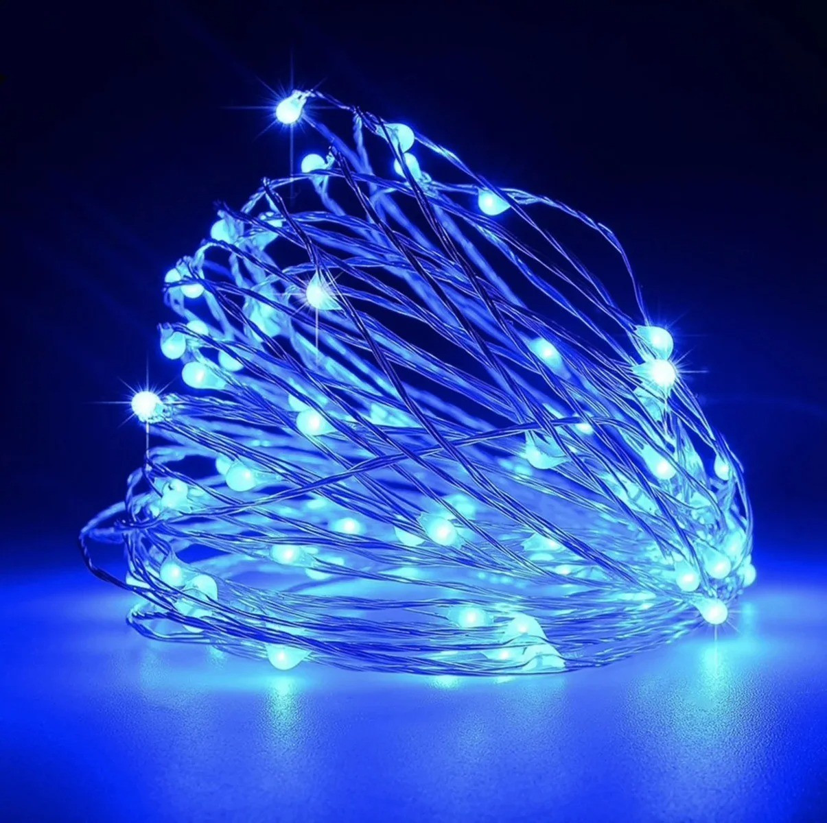 Xmas гірлянд 50 Led 5M (Copper) на мідному дроті (Крапля роси) B BLUE працює від батарейок+USB Синій iC227, фото 1