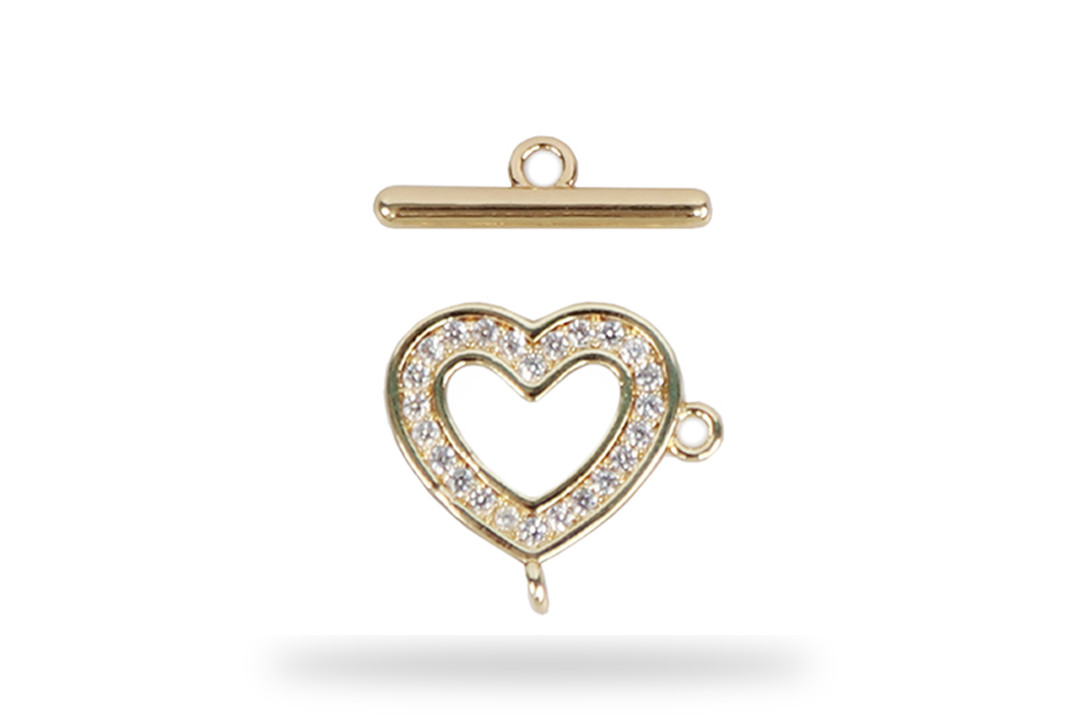 Застібка-тогал Love з камінням, 12 х 12 мм — 16 мм, золото, мідь, Китай, фото 1