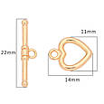 Застібка-тогл Love, 11*14 мм-22мм, золото, мідь, Китай, фото 5