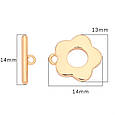 Застібка-тогл кільце-квітка, 13*14 мм-14 мм, золото, мідь, Китай, фото 5