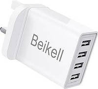 Зарядное устройство USB, настенное зарядное устройство Beikell, адаптер питания с 4 портами и технологией быст