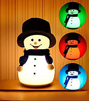 Світильник нічник "Сніговик" на акумуляторі + USB, Мультиколор Чорний капелюх