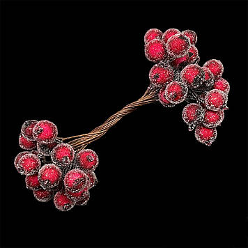 Гілочка штучної калини в цукрі для декору, цукрова калина, колір бордовий