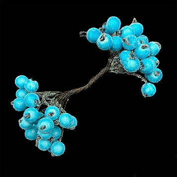 Гілочка штучної калини в цукрі для декору, цукрова калина, колір блакитний