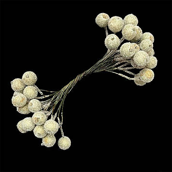 Гілочка штучної калини в цукрі для декору, цукрова калина, колір бежевий