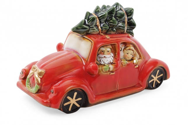 Декоративна новорічна фігура з LED-підсвіткою "Santas car" M, новорічний декор машина Санти, фото 1