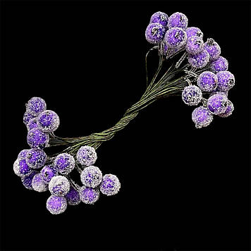 Гілочка штучної калини в цукрі для декору, цукрова калина, колір лавандовий