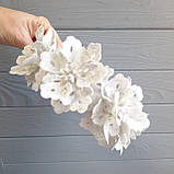 Обруч для ранковика — Біла квітка з блискітками, фото 2