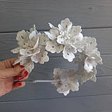 Обруч для ранковика — Біла квітка з блискітками, фото 5