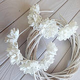 Обруч для свята— біла квітка зі срібними блискітками, фото 6