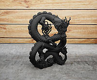 Статуэтка китайского дракона в классическом стиле. Черный. 10 см.