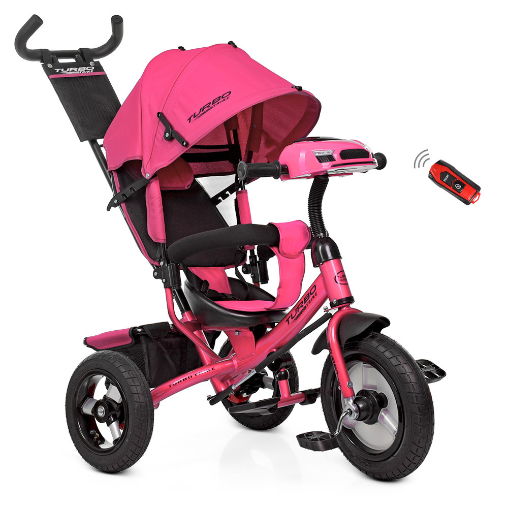 Велосипед дитячий триколісний TurboTrike M 3115-6HA пульт, usb, mp3, BT, світло, колеса надувні, рожевий