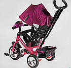 Велосипед дитячий триколісний Best Trike 6588/72-109 колеса піна 25/20 см, музична фара, бузковий USB, фото 3