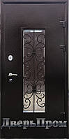 Уличная дверь Премиум метал1,5 мм / МДФ влагостойкий со стеклопакетом и коваными элементами.
