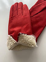 Жіночі замшеві рукавички зимові, рукавички замшеві утеплені на овчині, стильні рукавиці на хутрі