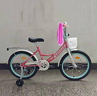 Велосипед детский двухколесный 20" дюймов CORSO MAXIS CL-20652, корзина, украшения, ручной тормоз, розовый
