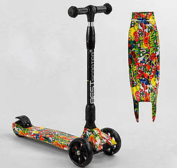 Самокат триколісний Best Scooter 59-208 колеса PU-130/80 мм, з підсвічуванням, різнокольоровий