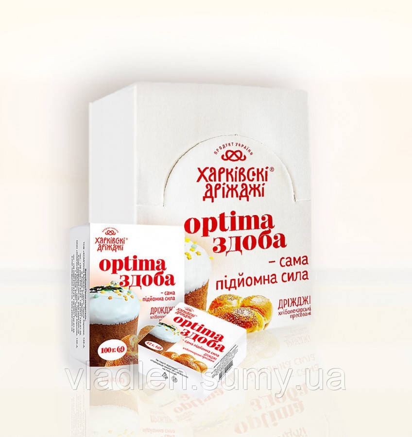 Дрожжи пресованные Оптима Здоба 100 гр. ТМ "Харківські дріжджі"