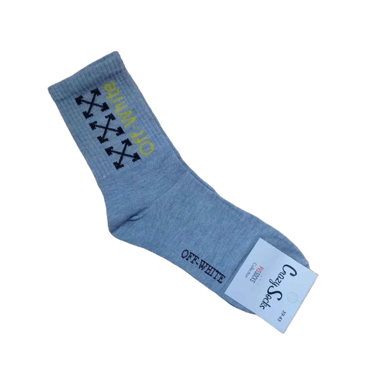 Модні молодіжні шкарпетки Crazy Socks розмір 39-43 OFF WHITE світло сірий, фото 1