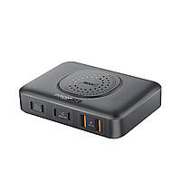 Сетевое зарядное устройство Promate PowerBase-Gan100 4хUSB-C, 2хUSB-A, Qi Black (powerbase-gan100.black)