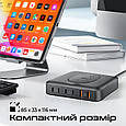 Мережевий зарядний пристрій Promate PowerBase-Gan100 4хUSB-C, 2хUSB-A, Qi Black (powerbase-gan100.black), фото 7