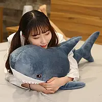 Мягкая плюшевая игрушка Акула для ребенка Серая (140см) Обнимашка для сна